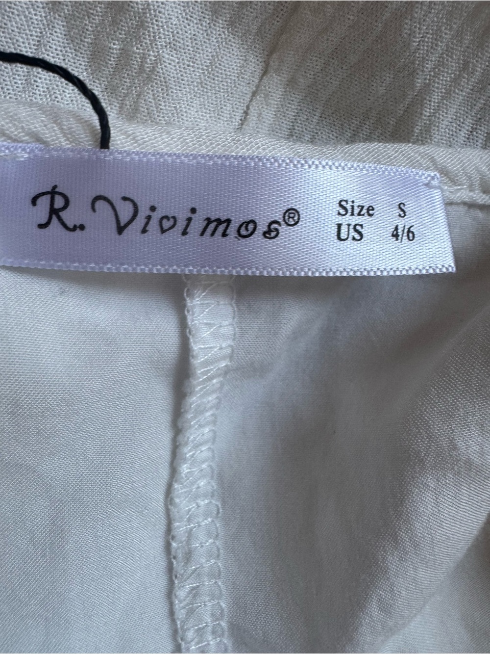 R. Vivimos White Boho Layered High-Low Long Sleeve Dress - Picture 7 of 7